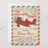 ヴィンテージ飛行機赤ちゃんシャワー招待状招待状 招待状 (正面)