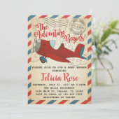 ヴィンテージ飛行機赤ちゃんシャワー招待状招待状 招待状 (スタンド正面)