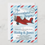 ヴィンテージ飛行機赤ちゃんシャワー招待状招待状 招待状 (正面)