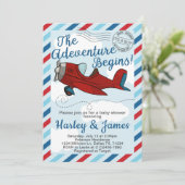 ヴィンテージ飛行機赤ちゃんシャワー招待状招待状 招待状 (スタンド正面)