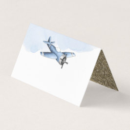 ヴィンテージ飛行機赤ちゃんシャワー食品テーブルカード 名刺