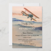 ヴィンテージ飛行機退職パーティの招待状 招待状 (正面)