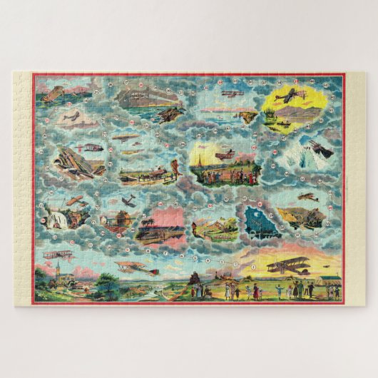 ヴィンテージ飛行機運フランスの転盤ゲーム ジグソーパズル (横)