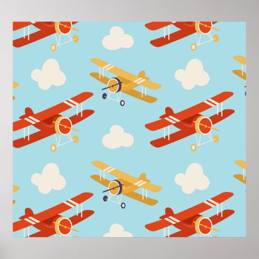 ヴィンテージ飛行機雲の背景パターン ポスター (正面)