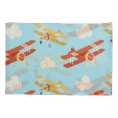 ヴィンテージ飛行機雲の背景パターン 枕カバー (裏面)