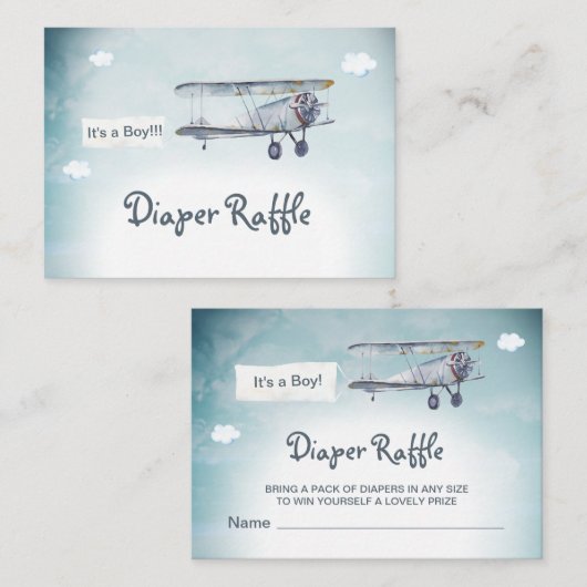 *~*ヴィンテージ飛行機雲バナーベビーおむつラッフル エンクロージャーカード (正面/裏面)