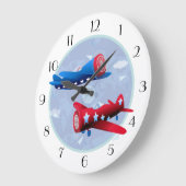 ヴィンテージ飛行機飛行士空軍飛行会 ラージ壁時計 (傾斜)