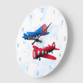 ヴィンテージ飛行機飛行士空軍 ラージ壁時計 (傾斜)