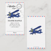 ヴィンテージ飛行機飛行機ブルーベビーおむつラッフル エンクロージャーカード (正面/裏面)