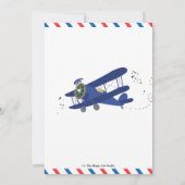 ヴィンテージ飛行機飛行機ブルーベビーシャワー サンキューカード (裏面)