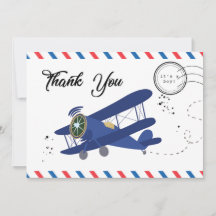 ヴィンテージ飛行機飛行機ブルーベビーシャワ感謝していーYo