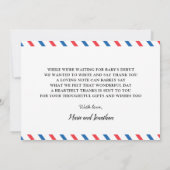 ヴィンテージ飛行機飛行機ブルーベビーシャワ感謝していーYo サンキューカード (裏面)