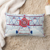 ヴィンテージ飛行機飛行機旅行アドベンチャー ランバークッション (ブランケット)