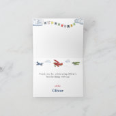 ヴィンテージ飛行機飛行機最初の誕生日ありがとう サンキューカード (内部)