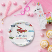 ヴィンテージ飛行機飛行機第1の誕生日プレート ペーパープレート (パーティー)