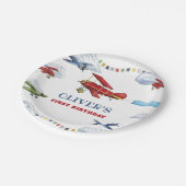 ヴィンテージ飛行機飛行機第1の誕生日プレート ペーパープレート (アングル)