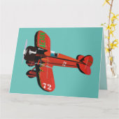 ヴィンテージ飛行機飛行機誕生日カード カード (黄色い花)