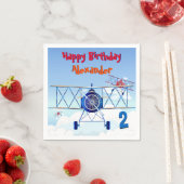 ヴィンテージ飛行機飛行機誕生日パーティー スタンダードカクテルナプキン (インサイチュ)