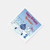 ヴィンテージ飛行機飛行機誕生日パーティー スタンダードカクテルナプキン (角)