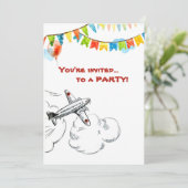 ヴィンテージ飛行機1歳の誕生日パーティータイムフライ 招待状 (スタンド正面)