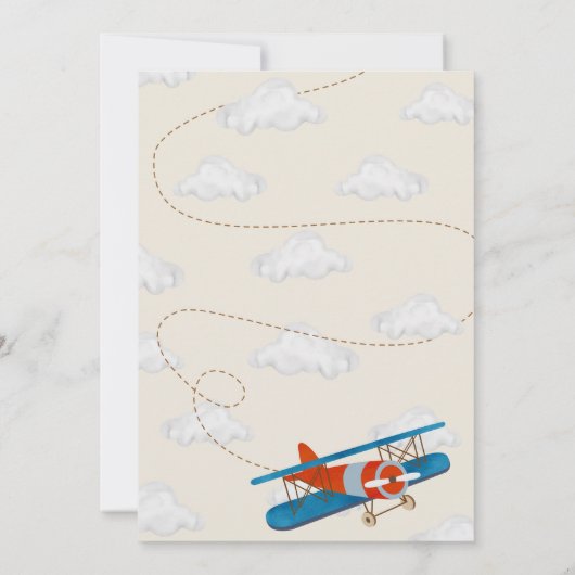 ヴィンテージ飛行機2回目の誕生日パーティの招待状 招待状 (裏面)