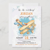 ヴィンテージ飛行機3回目の誕生日パーティー 招待状 (正面)