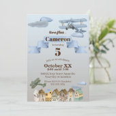 ヴィンテージ飛行機&かわいいタウン航空バースデーパーティー 招待状 (スタンド正面)