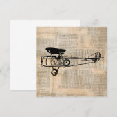ヴィンテージ飛行機 アンティーク飛行機の新聞テキスト 招待状 (正面/裏面)