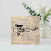 ヴィンテージ飛行機 アンティーク飛行機の新聞テキスト 招待状 (スタンド正面)