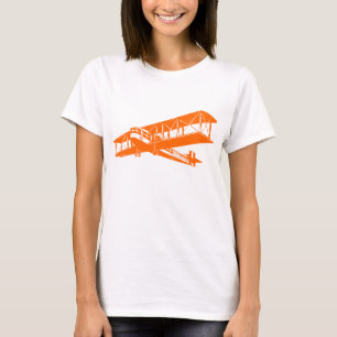 ヴィンテージ飛行機-オレンジ Tシャツ