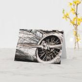 ヴィンテージ飛行機 カード (黄色い花)