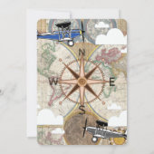 ヴィンテージ飛行機&クラウドワールドトラベルベビーシャワー 招待状 (裏面)