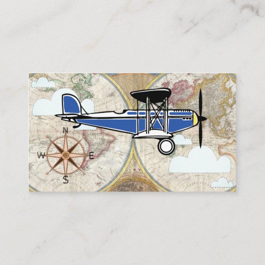 ヴィンテージ飛行機&クラウドワールドマップおむつラッフル エンクロージャーカード (裏面)