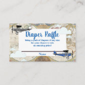 ヴィンテージ飛行機&クラウドワールドマップおむつラッフル エンクロージャーカード (正面)