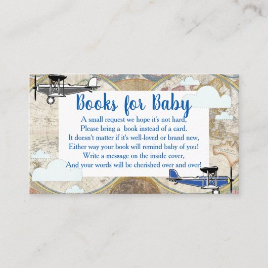 ヴィンテージ飛行機&クラウドワールドマップブックリクエスト エンクロージャーカード (正面)