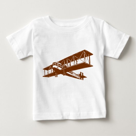 ヴィンテージ飛行機 – クルミ ベビーTシャツ (正面)