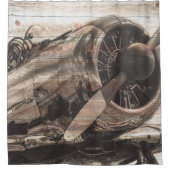 ヴィンテージ飛行機 シャワーカーテン (正面)