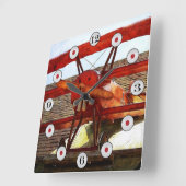 ヴィンテージ飛行機:シャーリー・テイラー スクエア壁時計 (傾斜)