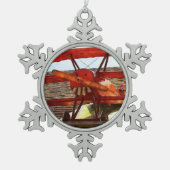 ヴィンテージ飛行機：シャーリー・テイラー スノーフレークピューターオーナメント (正面)