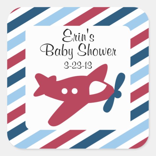 ヴィンテージ飛行機 スクエアシール (正面)