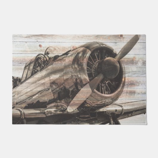 ヴィンテージ飛行機 ドアマット (正面)