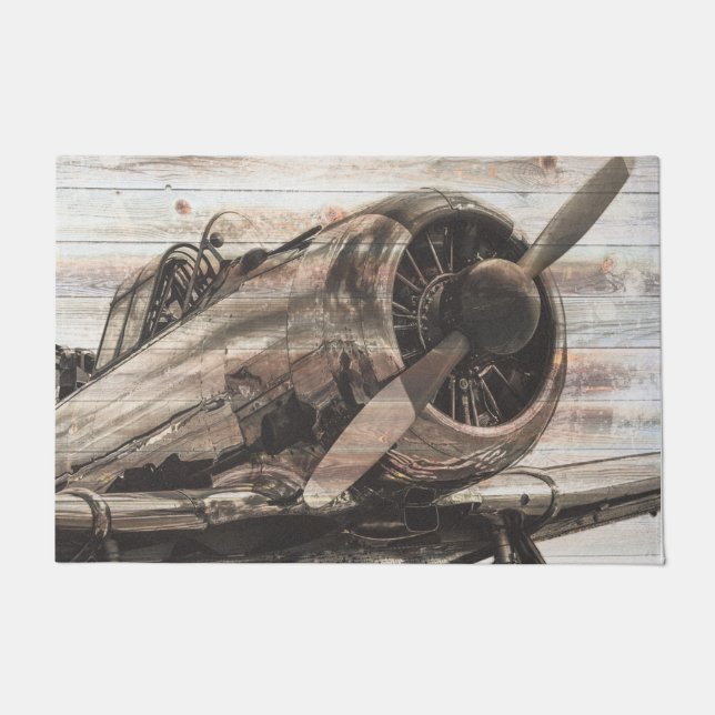 ヴィンテージ飛行機 ドアマット (正面)