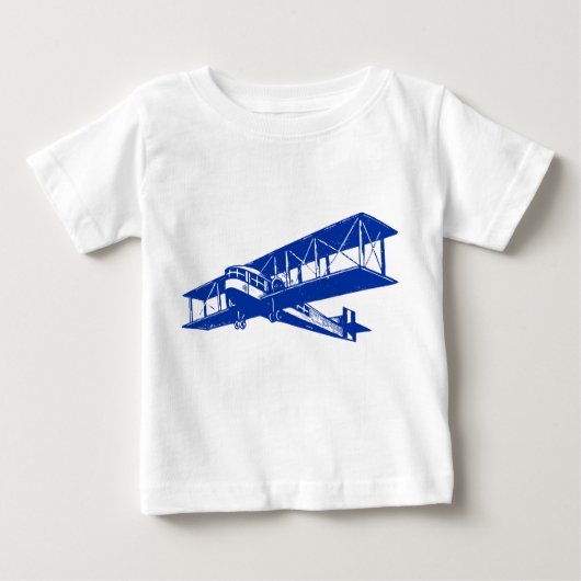 ヴィンテージ飛行機 – ネイビーブルー ベビーTシャツ (正面)