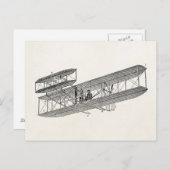 ヴィンテージ飛行機 レトロ オールド バイプレーン 飛行機 双翼機 ポストカード (正面/裏面)