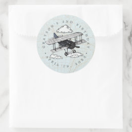 ヴィンテージ飛行機 |旅行の誕生日パーティーのお気に入り ラウンドシール