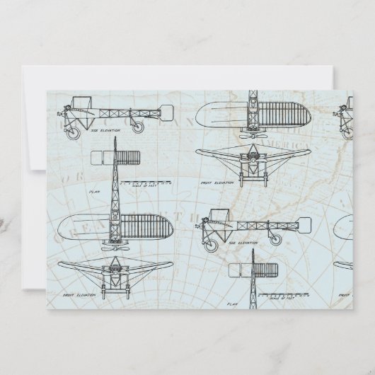 ヴィンテージ飛行機 | 旅行の誕生日パーティー 招待状 (裏面)