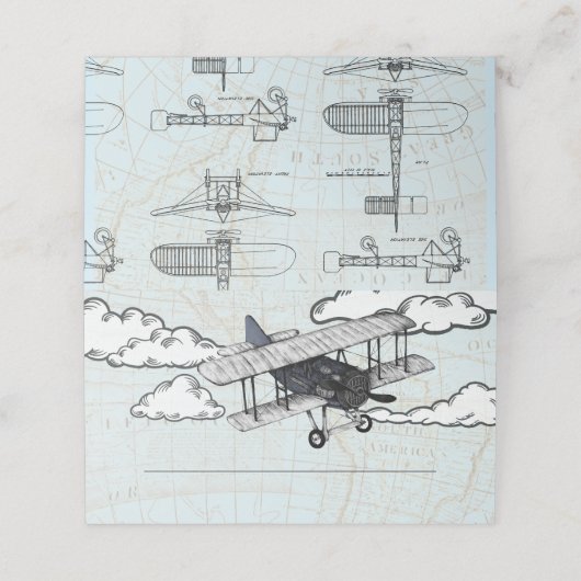 ヴィンテージ飛行機 |旅行パーティー プレイスカード (外部開封)