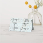 ヴィンテージ飛行機 |旅行パーティー プレイスカード (裏面)