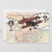 ヴィンテージ飛行機 | 旅行ベビーシャワー 招待状 (正面)