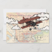 ヴィンテージ飛行機 | 旅行ベビーシャワー 招待状 (正面)